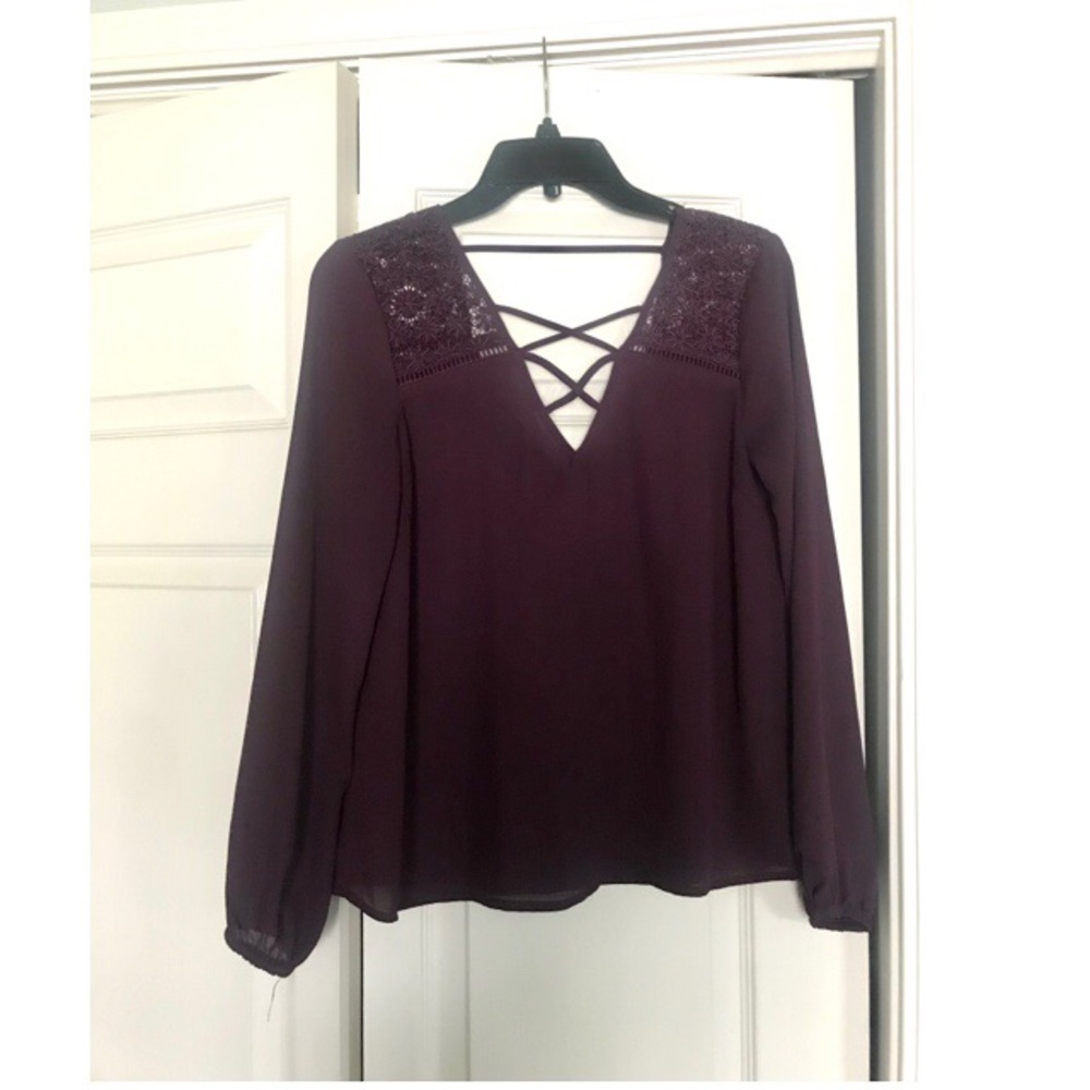Purple deep V blouse